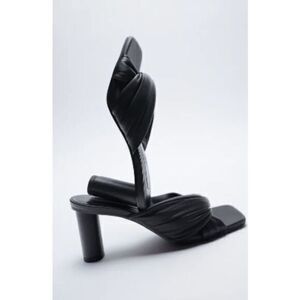 ZARA Quilted Black Leather Mules